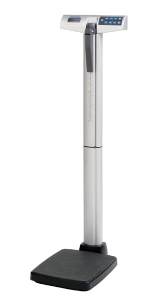 Scale Physician Column with Height Rod Health O Meter® Digital Display 550 lbs / 250 kg Capacity Black / Gray AC Adapter / Battery Operated by Health O Meter  ID 500KL